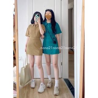 Set 2 món áo pull polo kèm chân váy trơn