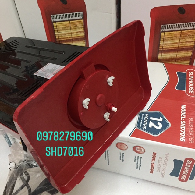 [HÀNG MỚI 2020] LINH KIỆN BÓNG SƯỞI ĐIỆN 3 BÓNG HALOGEN SUNHOUSE SHD7016 ĐỎ CÓ QUAY VÀ SƯỞI QUẠT THÂN CAO SHD7006