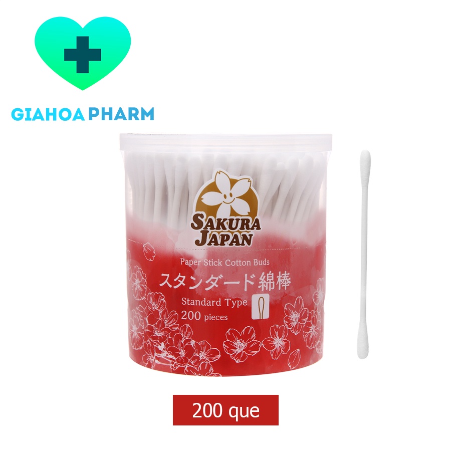 Tăm bông kháng khuẩn Sakura TB01 tiêu chuẩn Nhật Bản  lọ 200 que - Người lớn