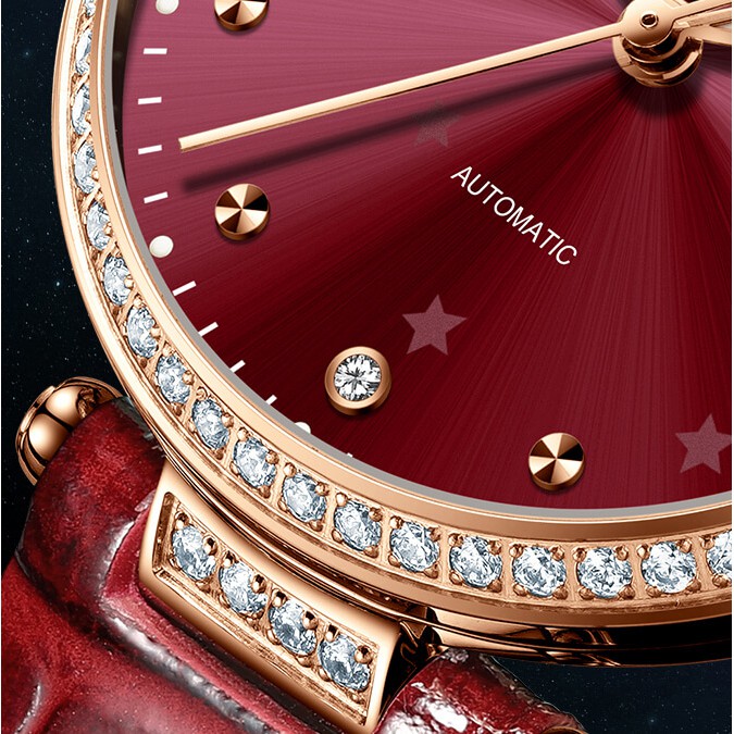 Đồng hồ nữ chính hãng KASSAW K885-1 Kính sapphire ,chống xước,Chống nước 50m ,BH 24 tháng,Máy cơ (Automatic) ,dây da xịn