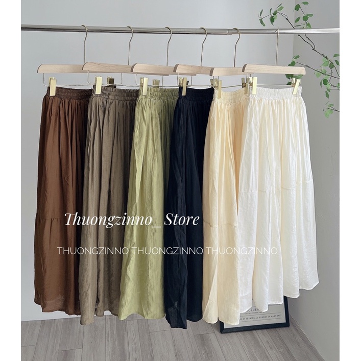 [Chân váy dài hot]Chân váy nhăn Ruby dáng dài hàn quốc  Chân váy dáng dài quảng châu