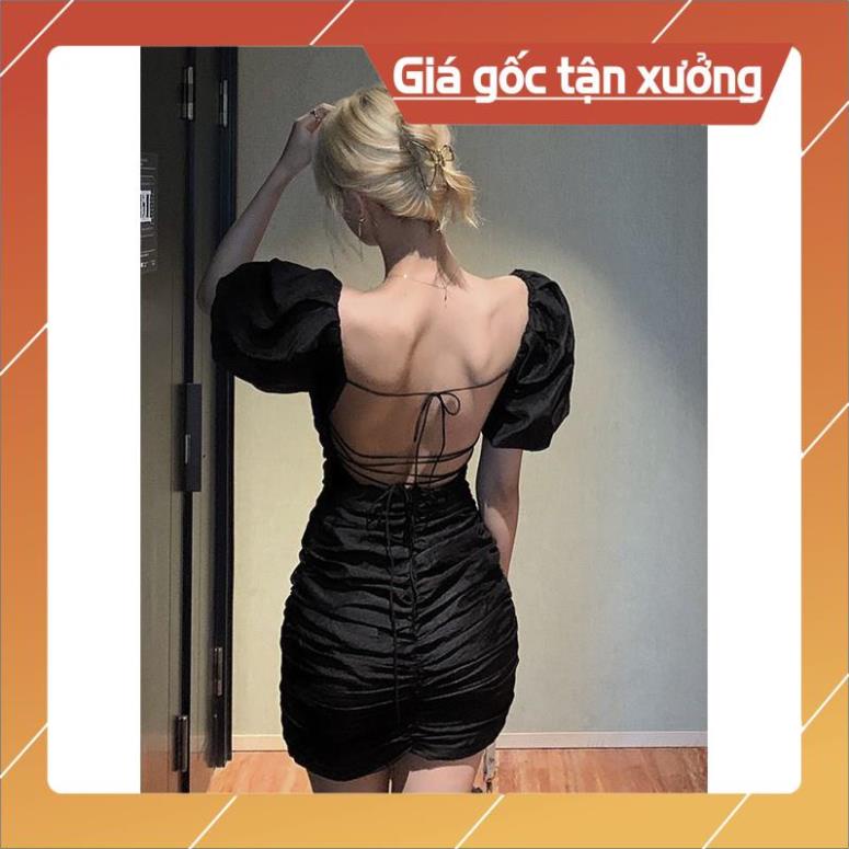 [Hàng Chất Lượng] (HÌNH THẬT) Đầm Tay Con Đan Dây Lưng GOHA (ĐEN) | BigBuy360 - bigbuy360.vn