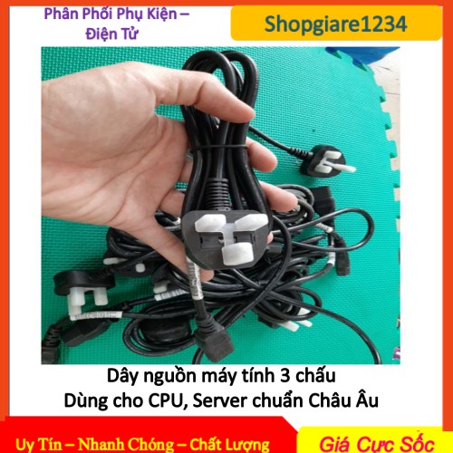 Dây Nguồn Máy Tính 3 Chấu Longwell, Châu Âu dài 1m8 ZIN, dùng cho Serve, CPU