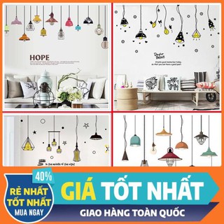 Decal dán tường phòng khách tranh Đèn treo 3D - decalhcm