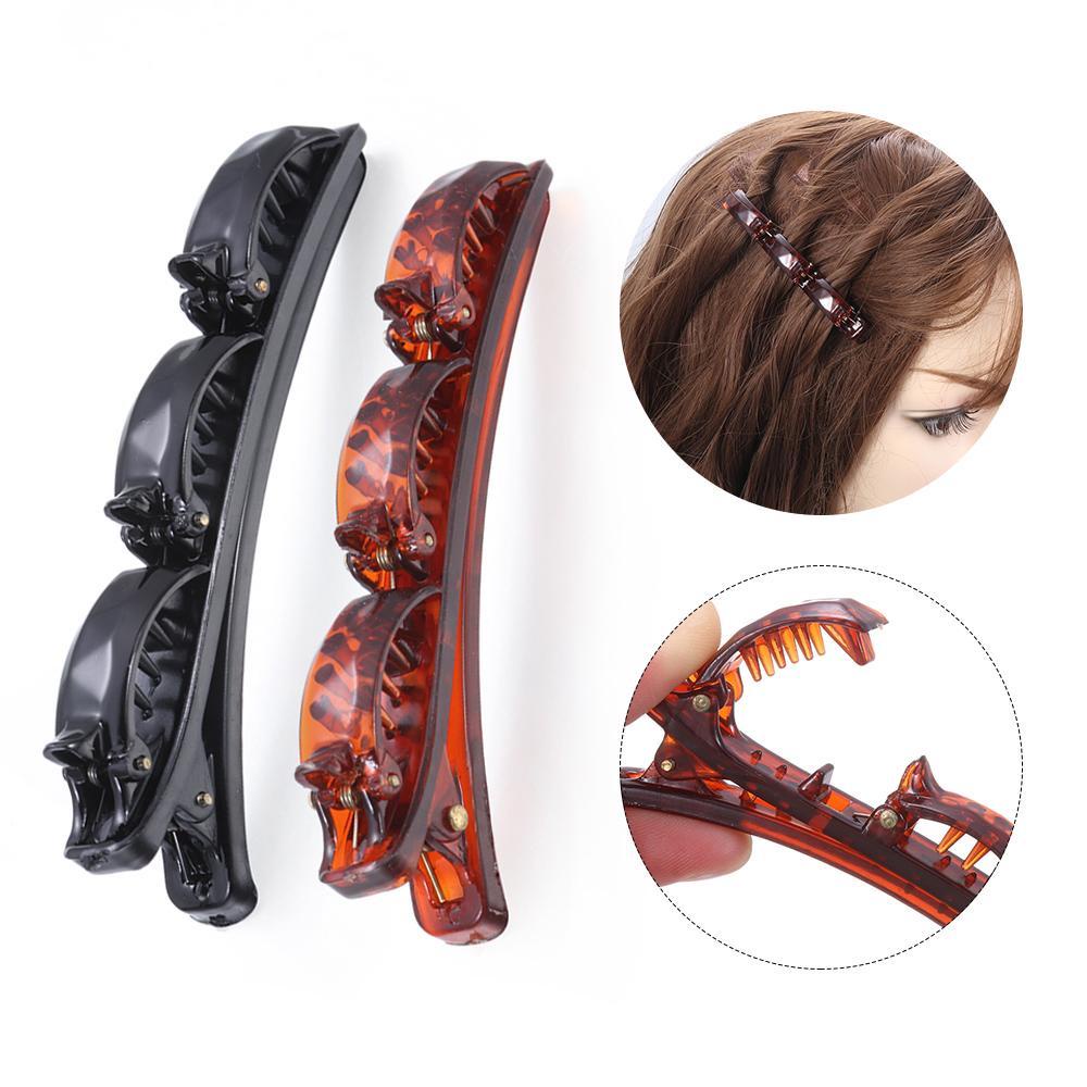 Espo Kẹp Tóc Mái Đôi Bằng Nhựa Resin Dễ Sử Dụng Thiết Kế Răng Xoắn