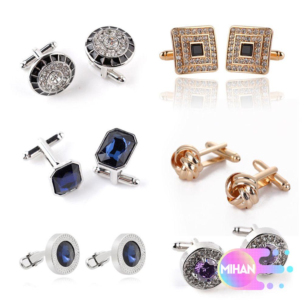 Khuy Măng Sét Đính Đá Pha Lê Xanh Sang Trọng Dành Cho Nam