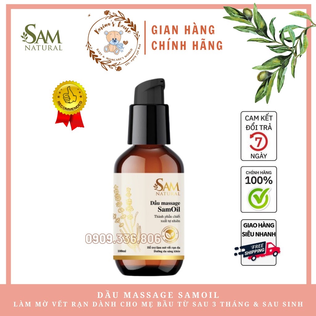 Dầu Massage rạn da Sam Natural 100ml