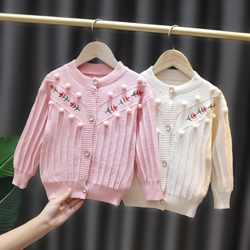 Áo Khoác Cardigan Dệt Kim & Áo Khoác Thêu Hoa Nhỏ Dễ Thương Thời Trang Mùa Thu Cho Bé Gái | BigBuy360 - bigbuy360.vn