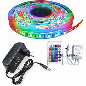 Cuộn đèn Led dây dán 5m - có sẵn keo- đổi nhiều màu (RGB) có remote điều khiển