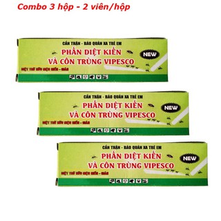 Phấn diệt kiến, diệt côn trùng, gián Vipesco hộp 2 viên - COMBO 3 HỘP