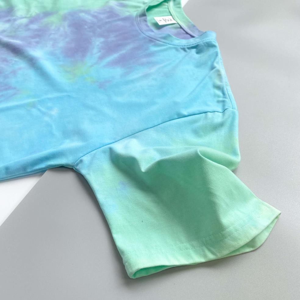 Áo Thun Nam Nữ Tie Dye Loang Màu Xanh Nhạt Hàng Hiệu Local Brand Unisex Form Rộng Cổ Tròn Tay Lỡ Cao Cấp  ྇