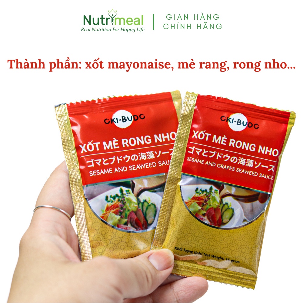 Xốt Mè Rong Nho OKI-BUDO Gói Lẻ Tiện Lợi 15 ml &amp; 25 ml - Nước Chấm Rong Nho, Salad Rau Củ Quả