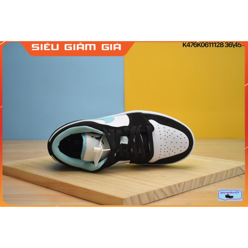 (Ảnh thật+ Hộp+ Sale cực sốc) Giày thể thao Air Jordan 1 màu xanh đen cổ thấp siêu đẹp dành cho nam và nữ | BigBuy360 - bigbuy360.vn