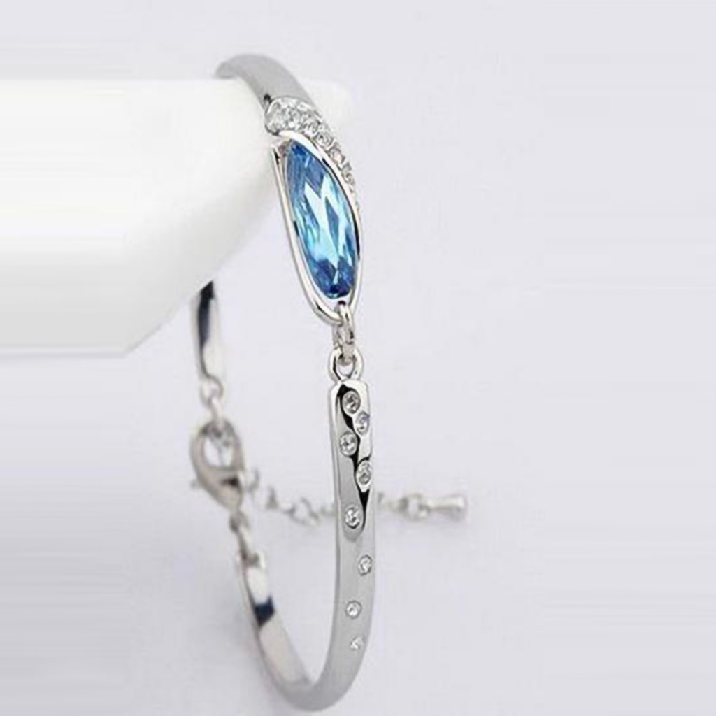 Lắc tay hợp kim đính đá xanh dương tuyệt đẹp cho nữ