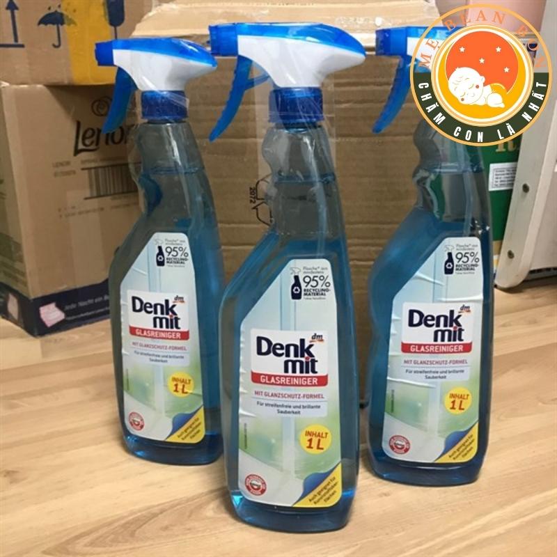 Nước xịt lau kính, màn hình ti vi, gương Denkmit glasreiniger 1 lít của Đức sạch nhanh toàn không độc hại - mẹ bean bon