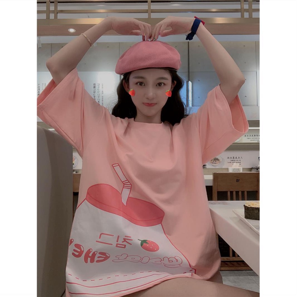 Áo Thun Tay Ngắn Dáng Rộng Phong Cách Harajuku Hàn Quốc Thời Trang Mùa Hè Cho Nữ