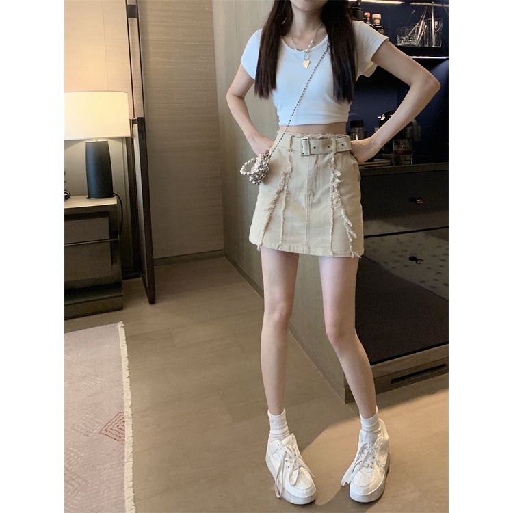 Chân Váy Denim Lưng Cao Phong Cách Hàn Quốc Thời Trang Cho Nữ