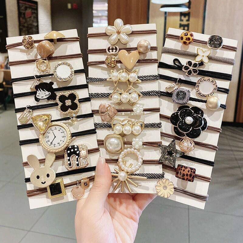 Set dây chun buộc tóc 30 chi tiết hình họa tiết cực sang chảnh mẫu mới nhất-giadungsieure