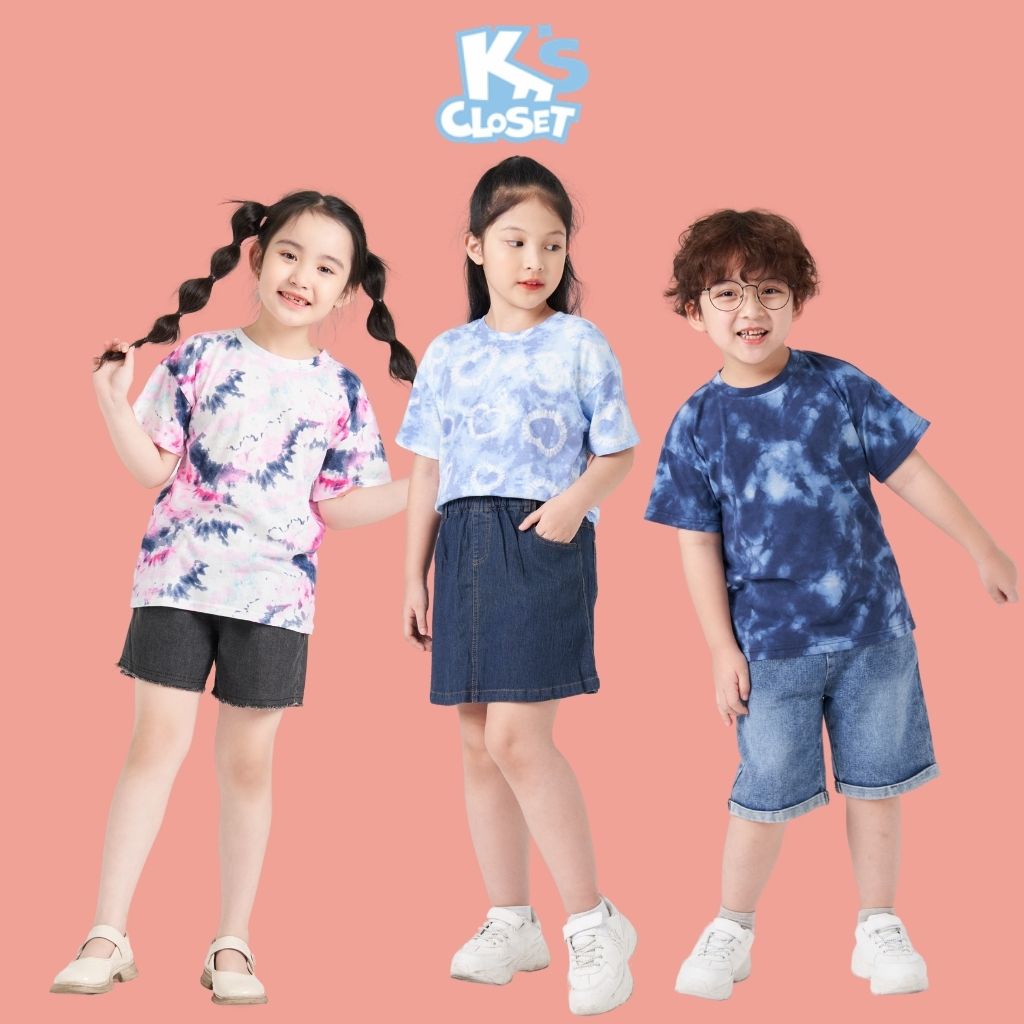 Áo phông trẻ em K'S CLOSEST hoạ tiết màu loang tie dye chất mềm mịn, kiểu dáng năng động KT29TWS / KT14TWS / E015TWS