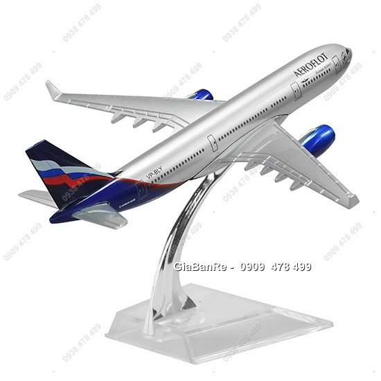 MÔ HÌNH SẮT MÁY BAY 16CM ĐẾ MICA - AEROFLOT - NGA - 8907