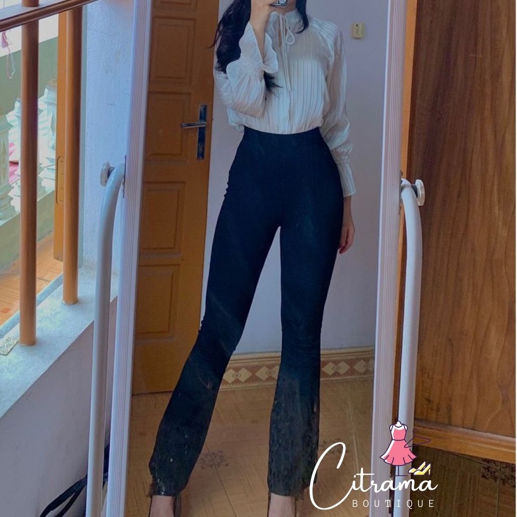 Quần ống loe cạp cao legging dáng dài quần ống loe nâng mông che khuyết điểm đùi to QL01 | BigBuy360 - bigbuy360.vn