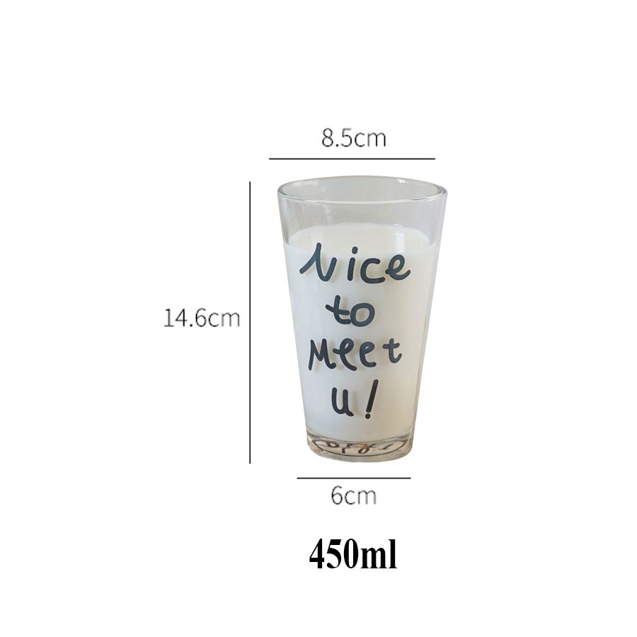 Cốc Thuỷ Tinh [𝐍𝐞𝐰] - Ly Thuỷ Tinh Uống Trà, Uống Nước, Cà Phê, Sinh Tố, Nhiều Mẫu Chữ, Có Vạch Chia ml- C07 | BigBuy360 - bigbuy360.vn