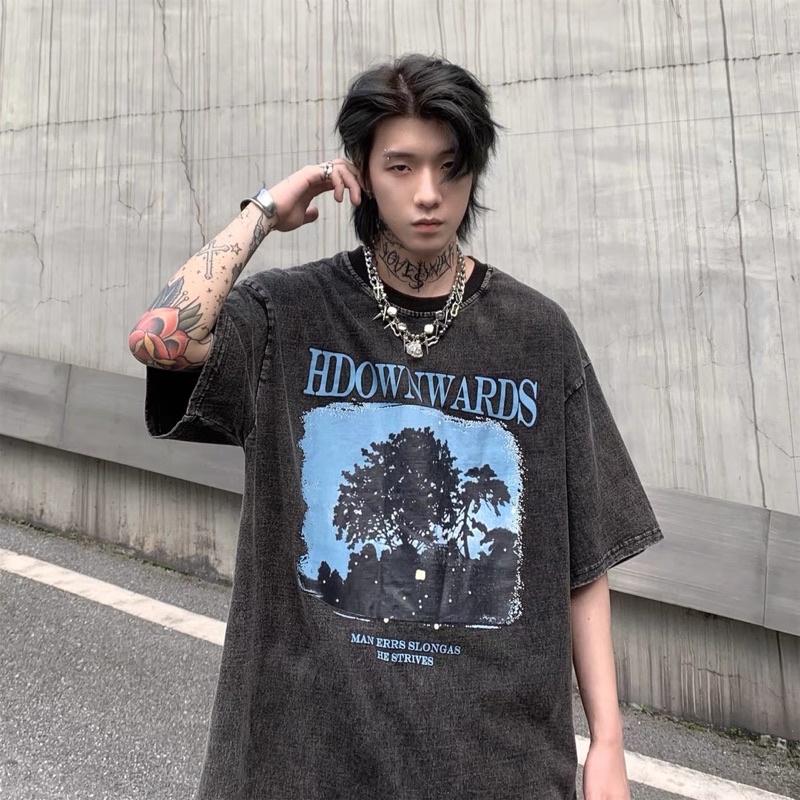 áo thun loang wash Hdown áo thun nam unisex loang