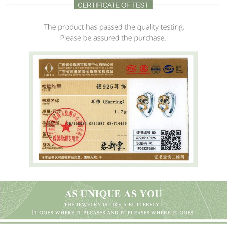 Đôi bông tai BAMOER BSE505 mặt màu vàng hình chim cú mắt đen thời trang cổ điển dành cho nữ