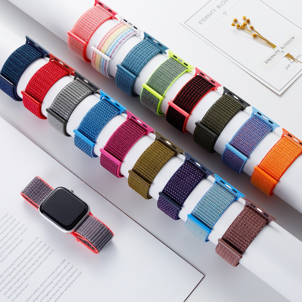 New Color for Apple Watch Band Series 7/6/SE/5/4/3/2/1 Band 42mm 38mm 40mm 44mm 41mm 45mmNylon Sport Loop Strap