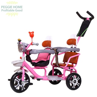 PEGGIE HOMEChống lật đôi trẻ em xe đạp ba bánh đẩy hai chỗ ngồi