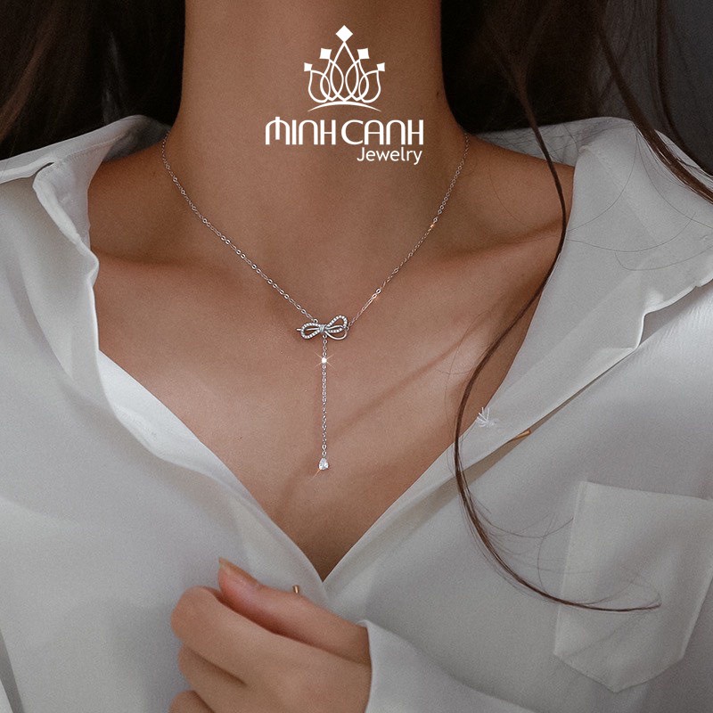 Dây Chuyền Bạc Thắt Nơ Treo Đá - Minh Canh Jewelry