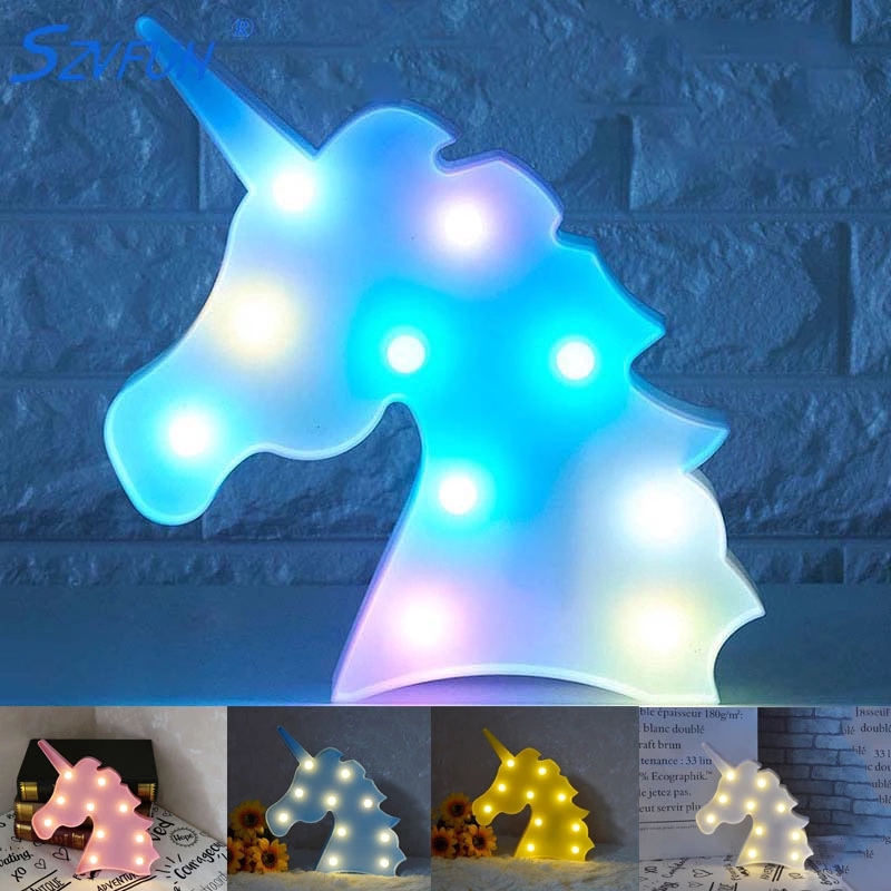 LED Night Light Baby Unicorn Party Lamp 3D RGB Colorful Lamp Animal Children's Gift Bedroom Table Decoration