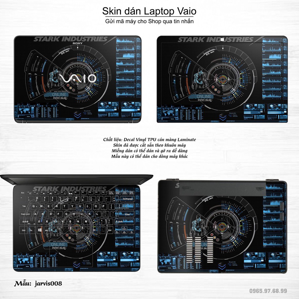 Skin dán Laptop Sony Vaio in hình Jarvis (inbox mã máy cho Shop)