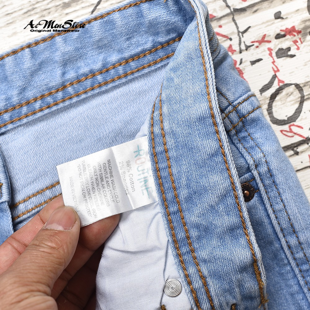 Quần jean nam rách gối xanh nhạt skinny QJRO003-011 của Routine | BigBuy360 - bigbuy360.vn