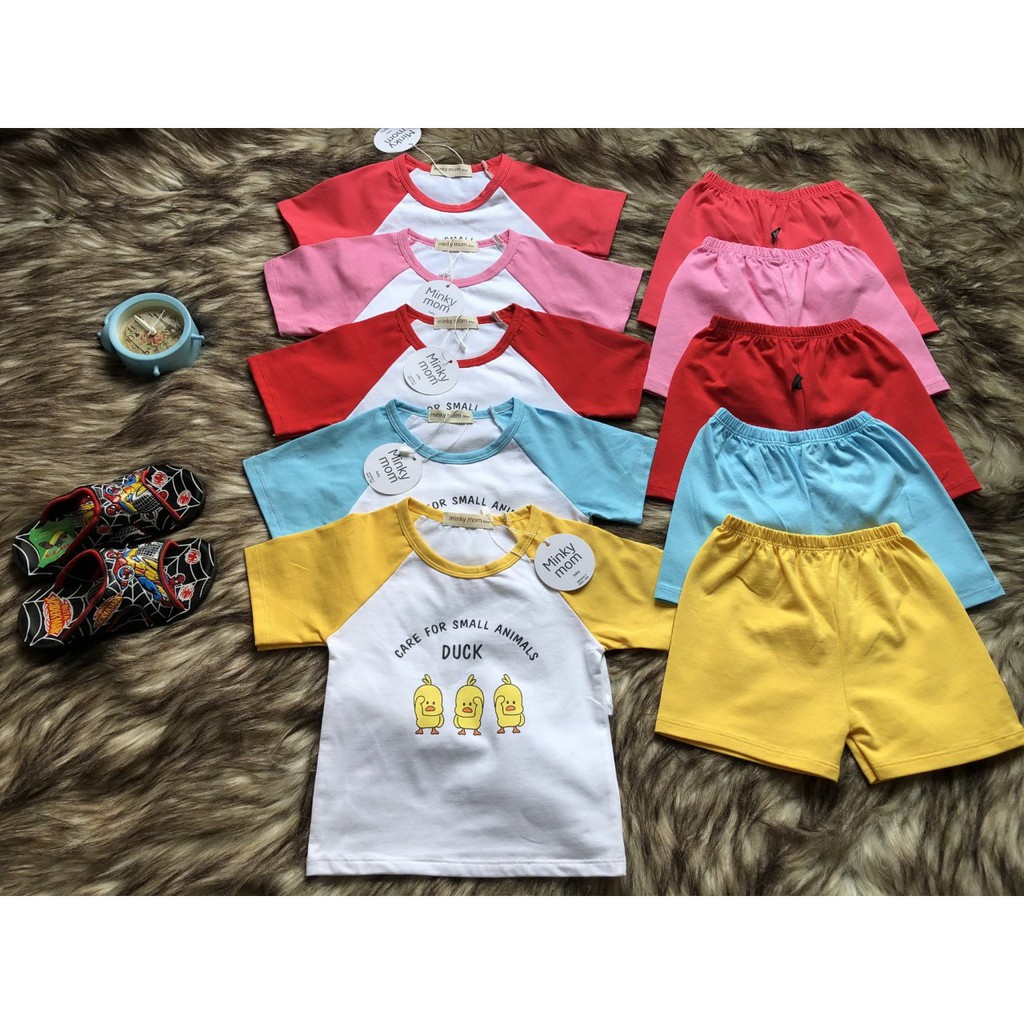 [HCM] Bộ quần áo 3 con vịt cho bé trai bé gái 5-17kg, vải thun COTTON 4 chiều, thun Việt Nam (NamyShop39)