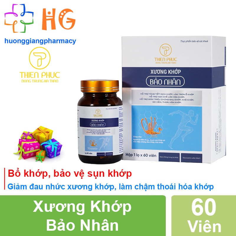 Xương Khớp Bảo Nhân bổ sung dưỡng chất cho khớp hỗ trợ tăng tiết dịch bôi trơn ổ khớp bảo vệ sụn khớp Hộp 60 viên