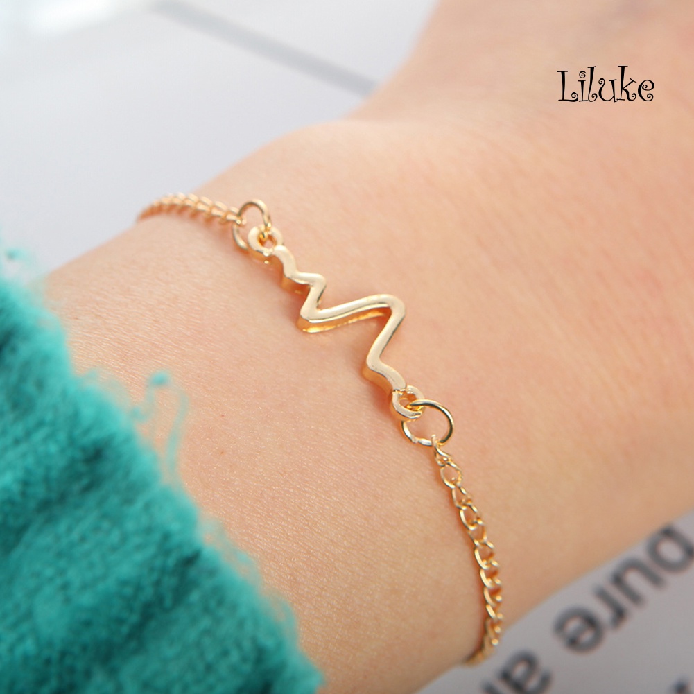 Vòng Tay Hợp Kim Màu Trơn Kiểu Dáng Gợn Sóng Thời Trang Cho Nữ