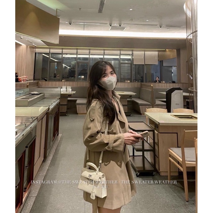 [Mangto QC]Áo khoác mangto QC  kèm đai Áo măng tô dáng vừa phong cách Hàn Quốc