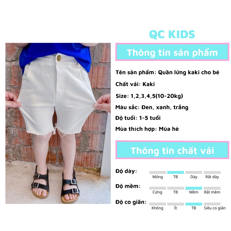 Quần kaki bé trai bé gái dáng lửng rách ống cho bé 10-20kg