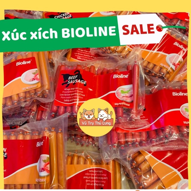 Xúc xích Bioline cho Chó mèo, xúc xích cho thú cưng 15g (cây)| Xúc xích cho chó bao bì chuẩn