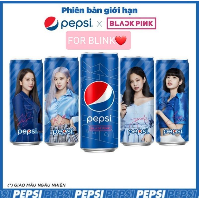 [Đầy đủ 4 thành viên]Pepsi X Blackpink Phiên bản giới hạn có chữ ký (1lon 330ml) Ver Blue