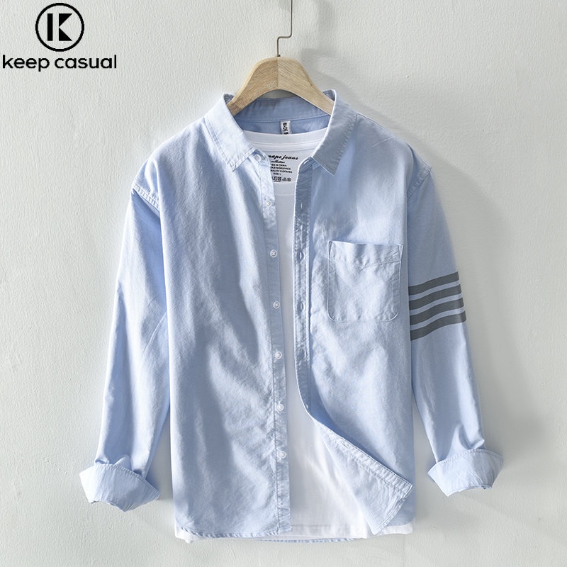Áo Sơ Mi Cotton Oxford Tay Dài Trẻ Trung Thời Trang Cho Nam