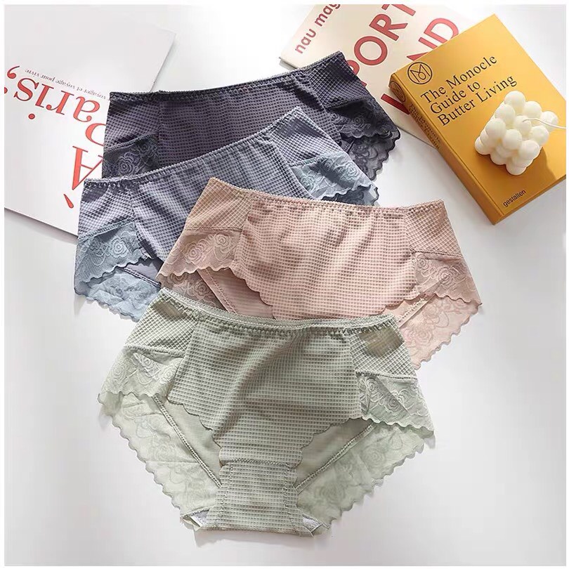 Quần Lót Nữ Thun Lạnh Trơn Su Phối Ren Sexy Mềm Mại PINK STORE QL2207