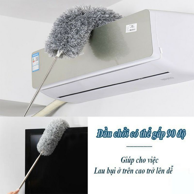 ⭐[Rẻ Vô Địch]⭐ Chổi Quét Phất Trần Vệ sinh nhà. Lau bụi. Màng Nhện,Cán Dài, Inox .điều chỉnh độ dài thích hợp#