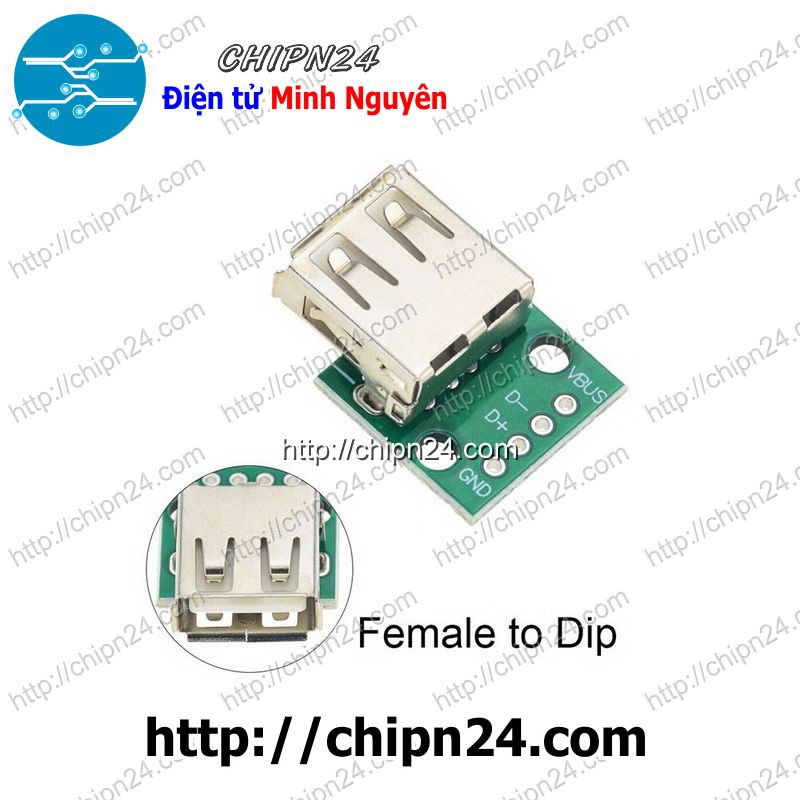 [1 CÁI] Đế chuyển Adapter USB A CÁI to DIP (PCB chuyển, Mạch chuyển)