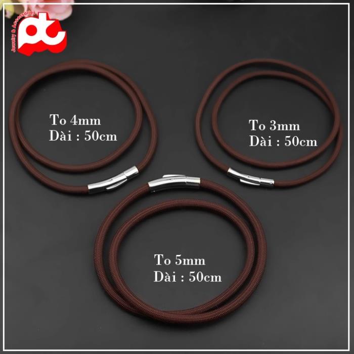 Dây chuyền dù thái thời trang PT JEWELRY kích cỡ 5mm màu nâu đen PTDCNA185
