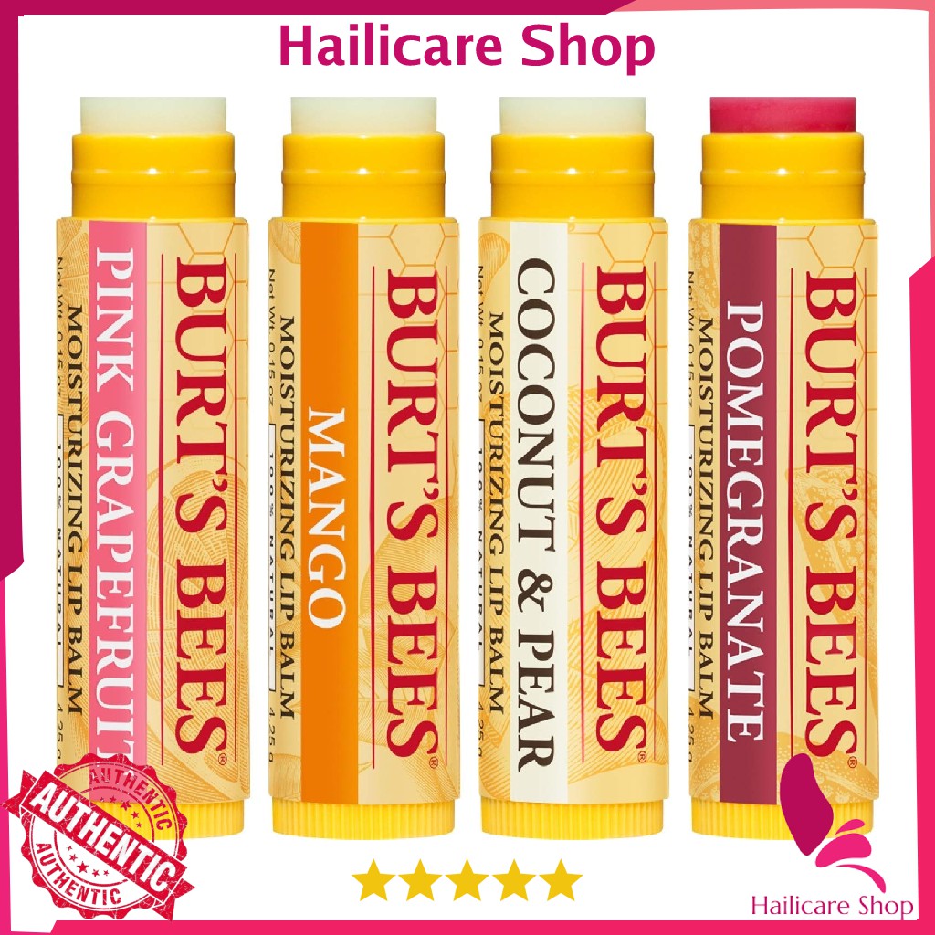 [Nhập Mỹ] Son Dưỡng Burt's Bees 100% Natural Moisturizing Lip Balm, Superfruit Pink Grapefruit, Mango, Coconut & Pear