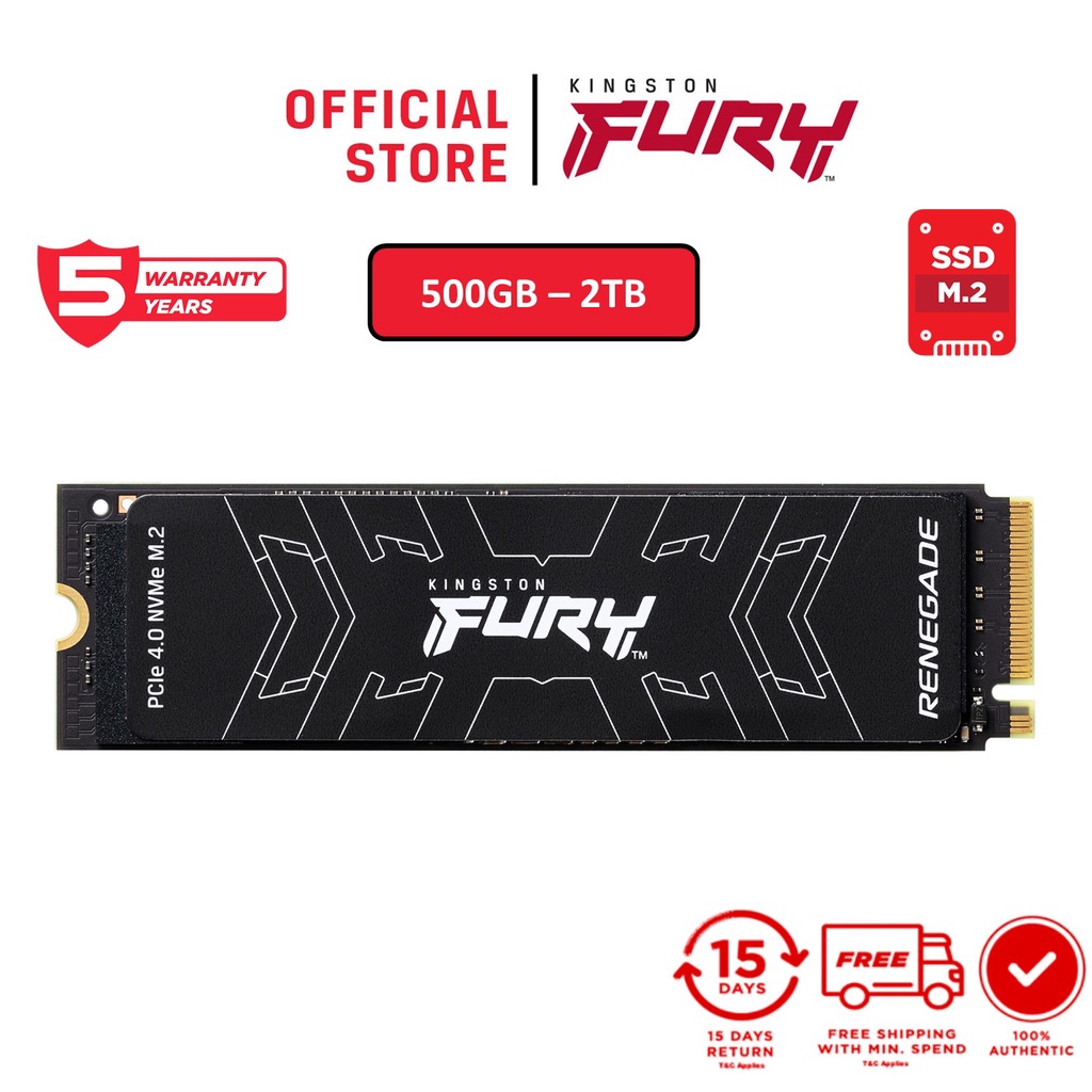 Ổ cứng Kingston FURY Renegade PCIe 4.0 NVMe M.2 SSD Dành cho game thủ Đọc 7.300MB/giây, Ghi 7.000MB/giây