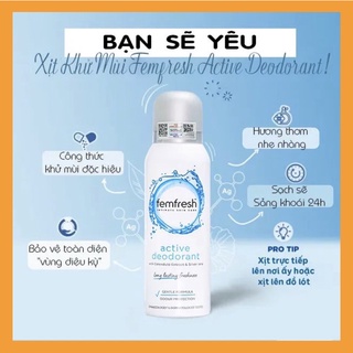 [ MẪU VÀ DATE MỚI NHẤT KÈM QUÀ TẶNG XINH ] Xịt Thơm Mát Diệt khuẩn Vùng kín Femfresh Deodorant chính hãng U