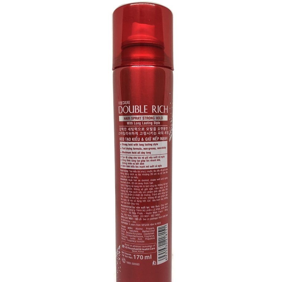 Keo Xịt Giữ Nếp Tóc Tạo Kiểu Tóc Double Rich Hair Spray 170ml 100% Chính Hãng - Mỹ Phẩm Ola